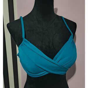 Womens Swim Suit Top Extra Large Fashion Collection Ties At Neck Teal NWT